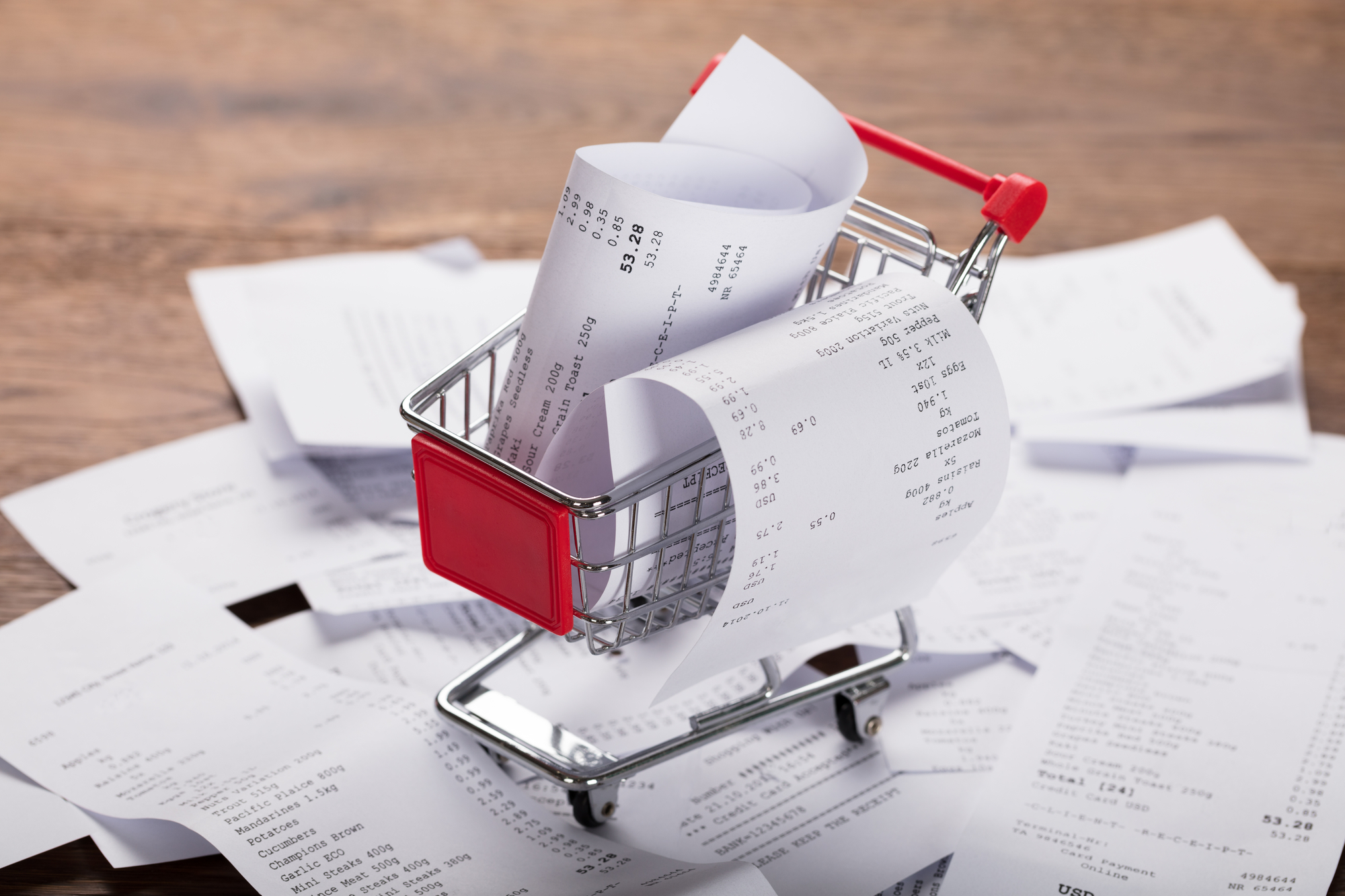 Shopping Cart With Receipts